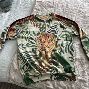 AVIATOR NATION CREW SWEATSHIRT - TIGER WHITE